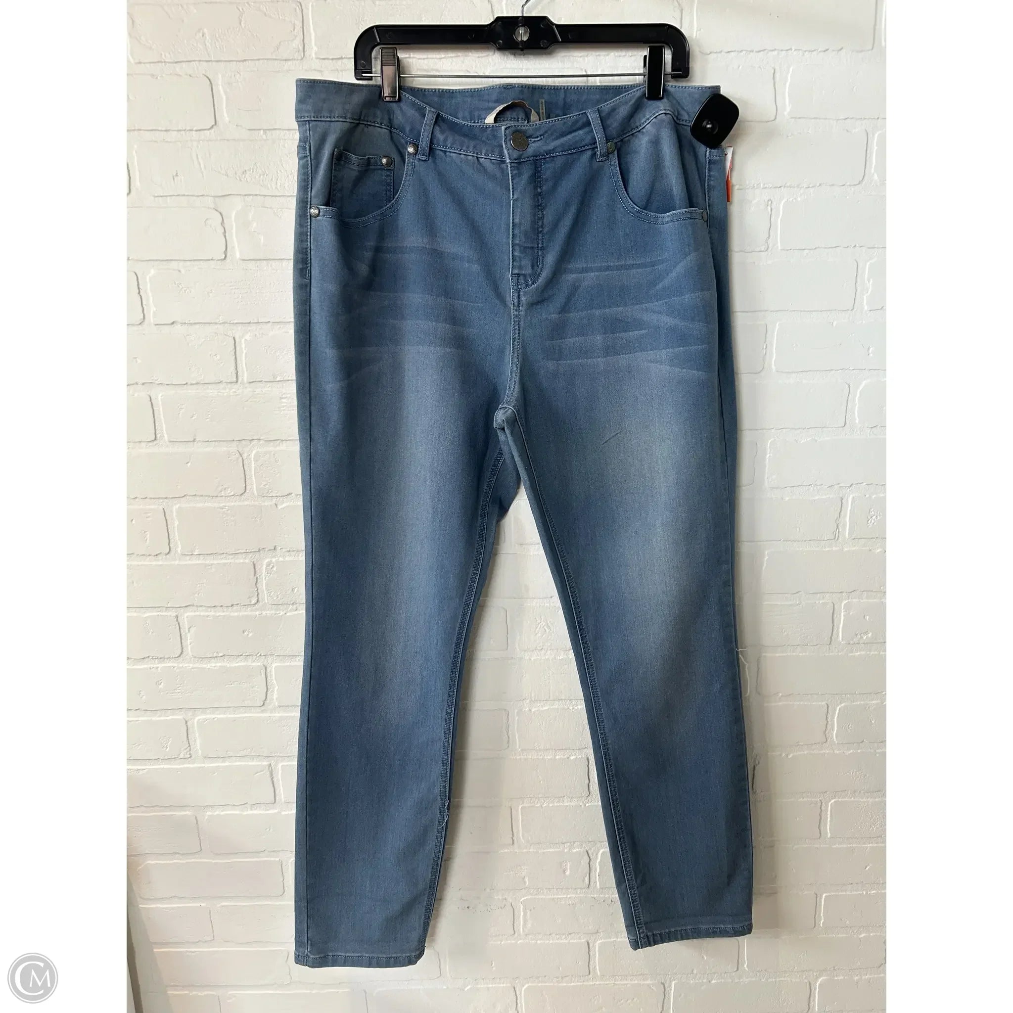 Leather Patch Embellished Men's JeansJeans Skinny By Soft Surroundings In Blue Denim, Size: 16 Leather Patch Embellished Men's JeansJeans Skinny By Soft Surroundings In Blue Denim, Size: 16