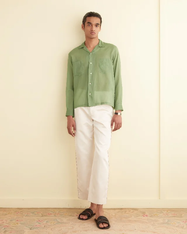 Men's Button-Down Collar Shirts for Staying PolishedVoile Long Sleeve Shirt - Green Men's Button-Down Collar Shirts for Staying PolishedVoile Long Sleeve Shirt - Green