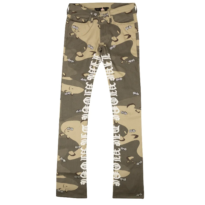 Men's Straight-Leg Jeans in Dark WashBeige Green Desert Camo Dice 5 Pocket Jeans