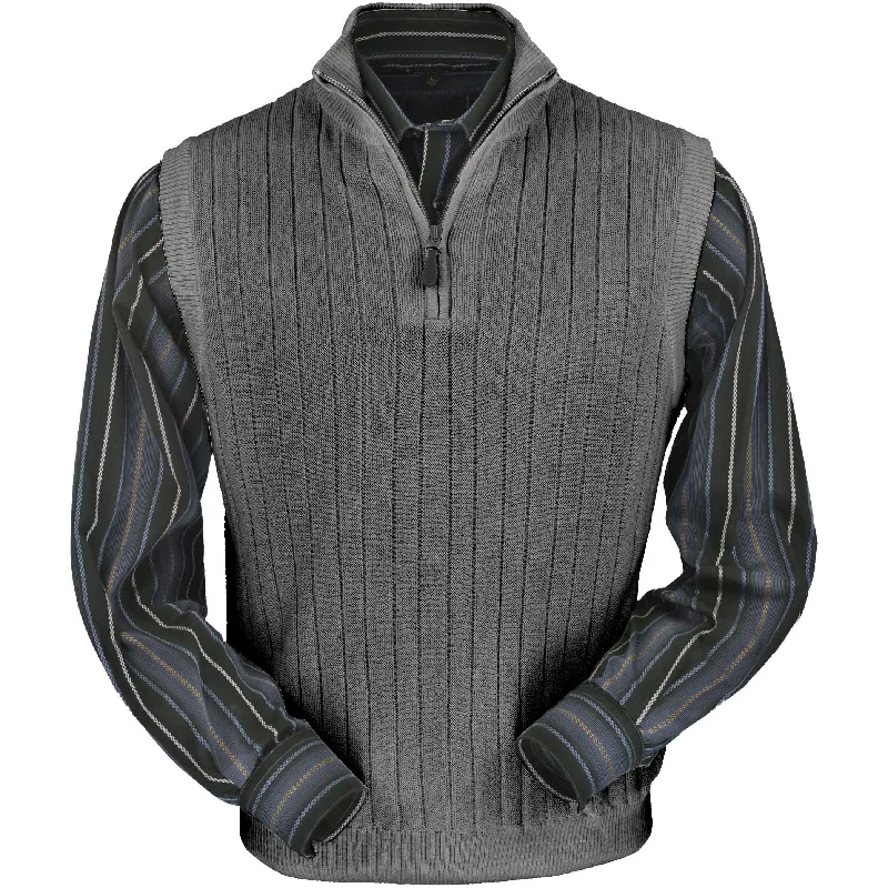 Men's Sweaters with BeadsBaby Alpaca 'Links Stitch' Ribbed Zip-Neck Sweater Vest in Medium Grey Heather by Peru Unlimited Men's Sweaters with BeadsBaby Alpaca 'Links Stitch' Ribbed Zip-Neck Sweater Vest in Medium Grey Heather by Peru Unlimited