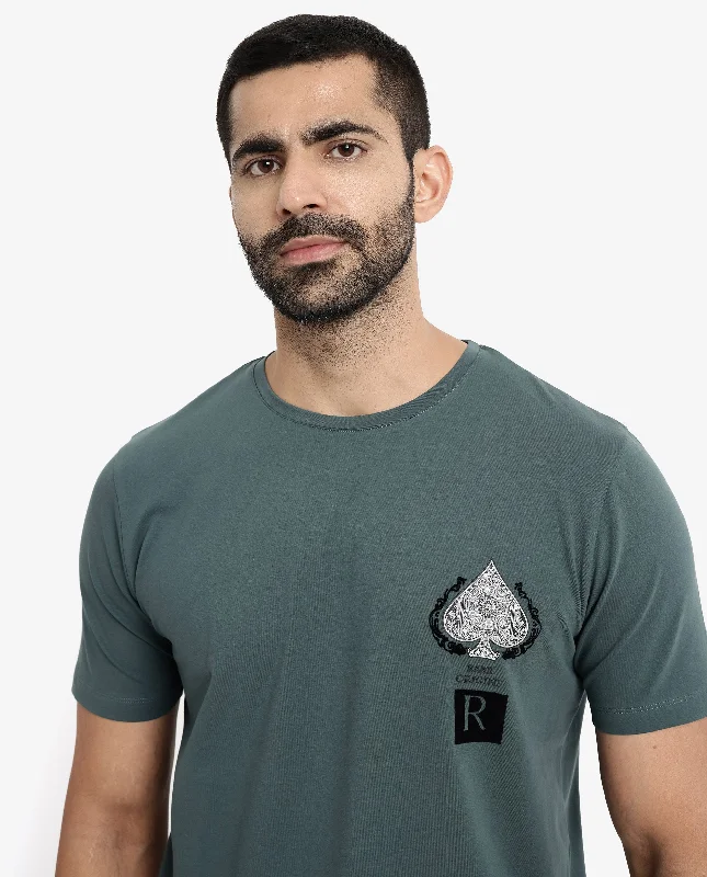 Men's Shirts with Button-Down PocketsRare Rabbit Men Rabo Teal Cotton Lycra Fabric Short Sleeve Crew Neck Regular Fit Flock HD Graphic Print T-Shirt Men's Shirts with Button-Down PocketsRare Rabbit Men Rabo Teal Cotton Lycra Fabric Short Sleeve Crew Neck Regular Fit Flock HD Graphic Print T-Shirt