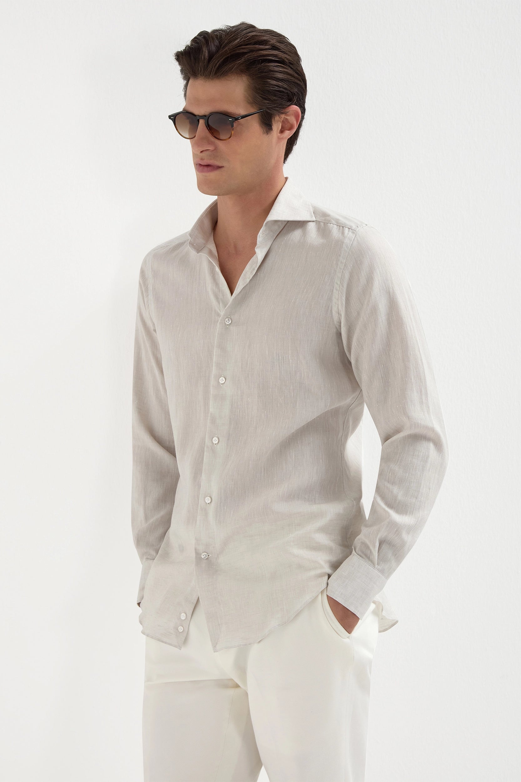 Men's Camouflage Shirts for an Outdoor AppealSand linen shirt - Made in Italy
