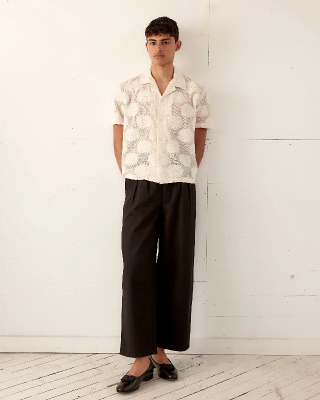 Men's Geometric Print Shirts for a Modern TwistSunflower Lace Short Sleeve Shirt - Ecru