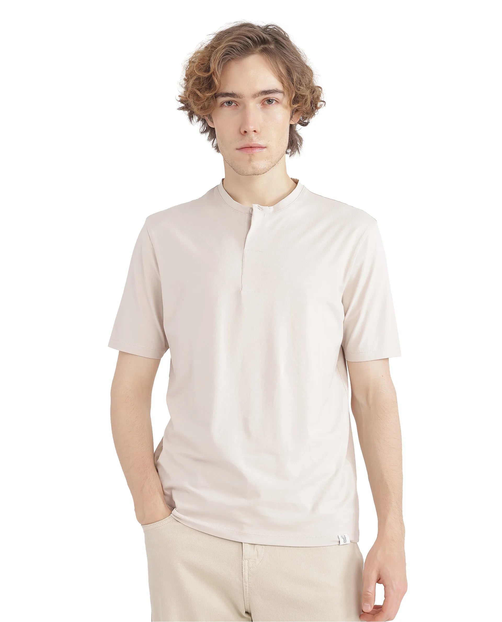 Men's Shirts with Drawstring WaistbandsRare Rabbit Men Purt Beige Cotton Blend Fabric Short Sleeve Crew Neck Plain T-Shirt Men's Shirts with Drawstring WaistbandsRare Rabbit Men Purt Beige Cotton Blend Fabric Short Sleeve Crew Neck Plain T-Shirt