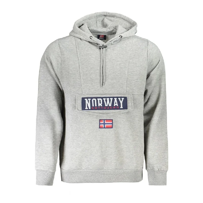 Men's Sweaters in Neutral ColorsNorway 1963 Gray Cotton Mens Hooded Men's Sweater