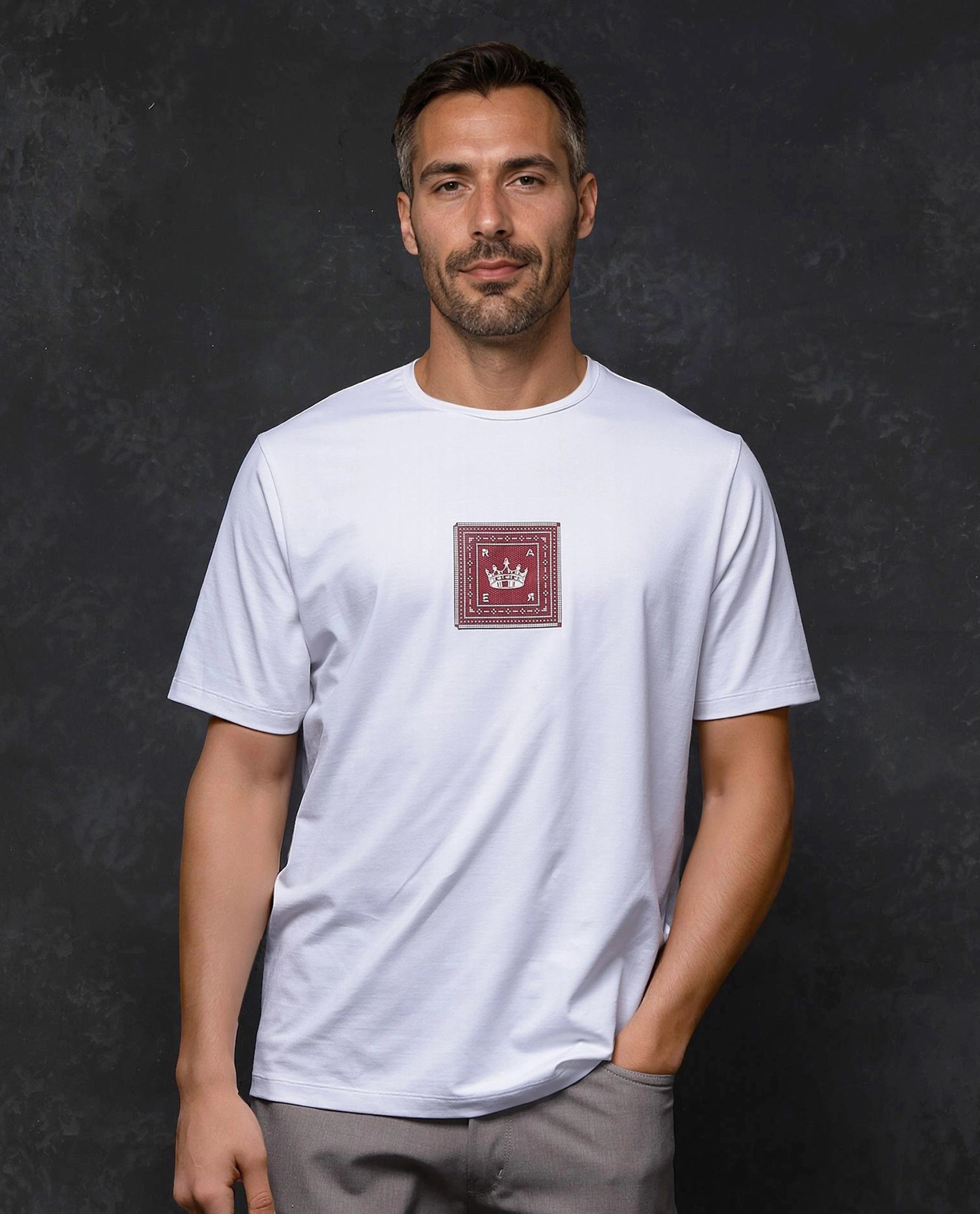 Men's Shirts with Pleated HemlinesRare Rabbit Men Spectre White Short Sleeve Crew Neck Graphic Print T-Shirt Men's Shirts with Pleated HemlinesRare Rabbit Men Spectre White Short Sleeve Crew Neck Graphic Print T-Shirt