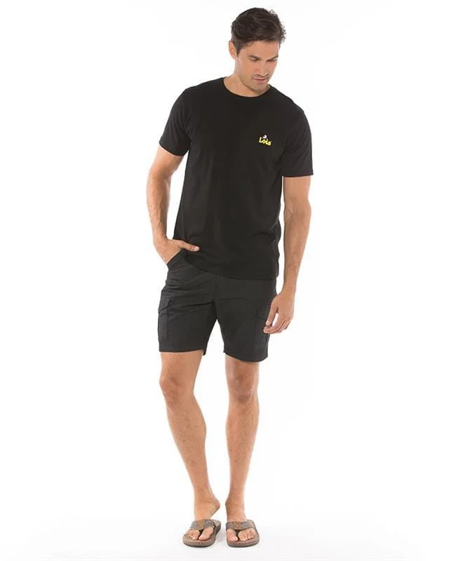 Men's Pants with Adjustable WaistbandsLois Tom Cargo Pocket Short - Black Tom 1816-7700- 99