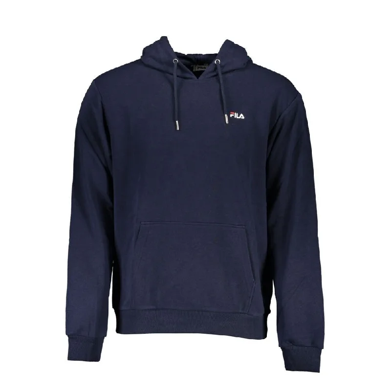 Men's Sweaters with Relaxed FitsFila Blue Cotton Blend Hooded Men's Sweatshirt