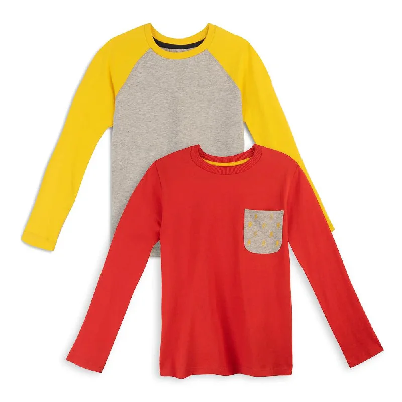 Men's Shirts with High NecksMightly Boys Gray | Red | Yellow Long Sleeve T-Shirt