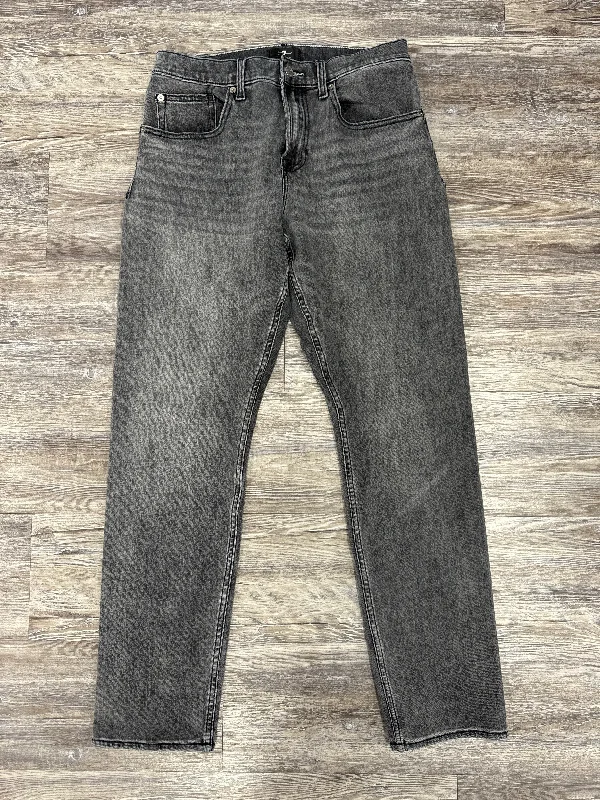 Elegant Straight-Leg Men's JeansJeans Designer By 7 For All Mankind In Grey Denim, Size: 14