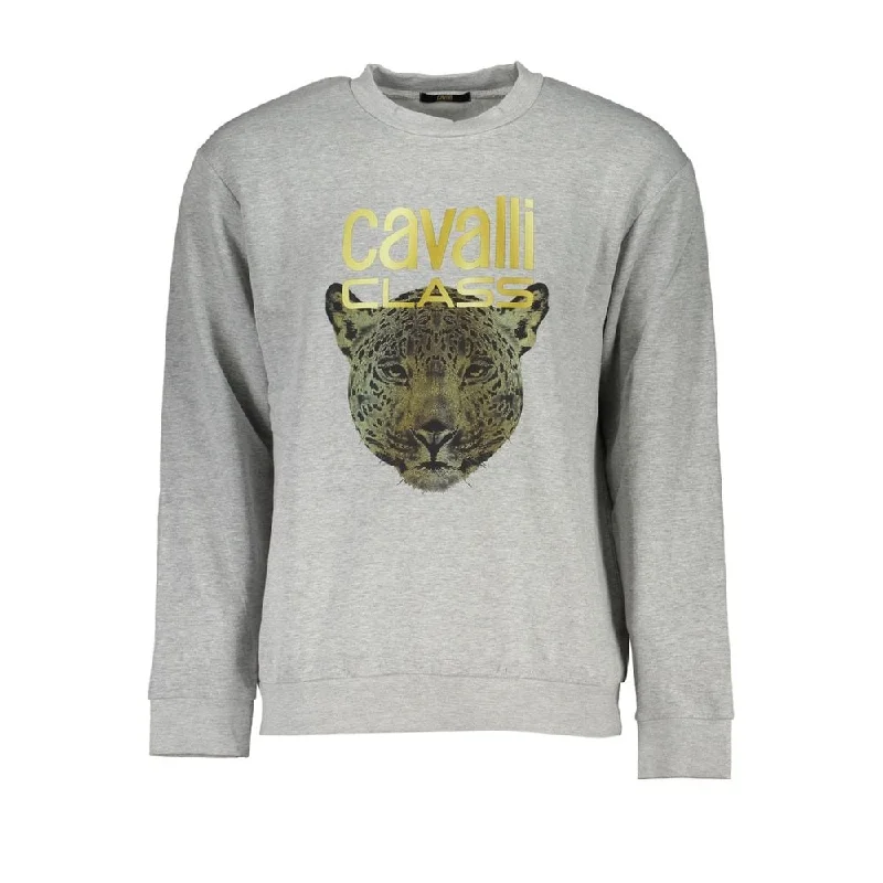 Athletic Men's Performance SweatersCavalli Class Elegant Gray Crew Neck Designer Men's Sweatshirt Athletic Men's Performance SweatersCavalli Class Elegant Gray Crew Neck Designer Men's Sweatshirt