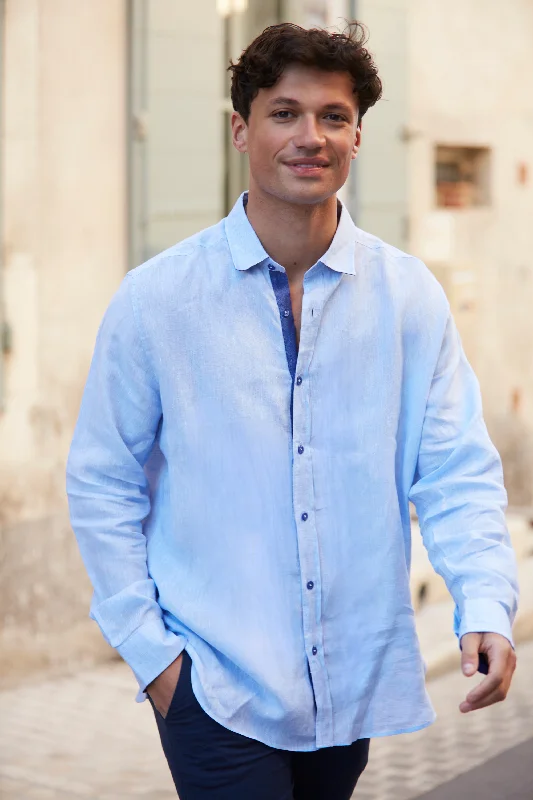 Men's Long-Sleeve Shirts for Year-Round WearOakham Linen Shirt - Blue