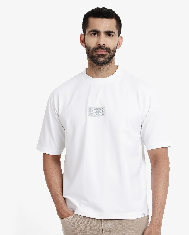 Men's Shirts with Ruffled HemlinesRare Rabbit Men Reborn-T White Cotton Fabric Short Sleeve Crew Neck Oversized Fit Graphic Print T-Shirt Men's Shirts with Ruffled HemlinesRare Rabbit Men Reborn-T White Cotton Fabric Short Sleeve Crew Neck Oversized Fit Graphic Print T-Shirt