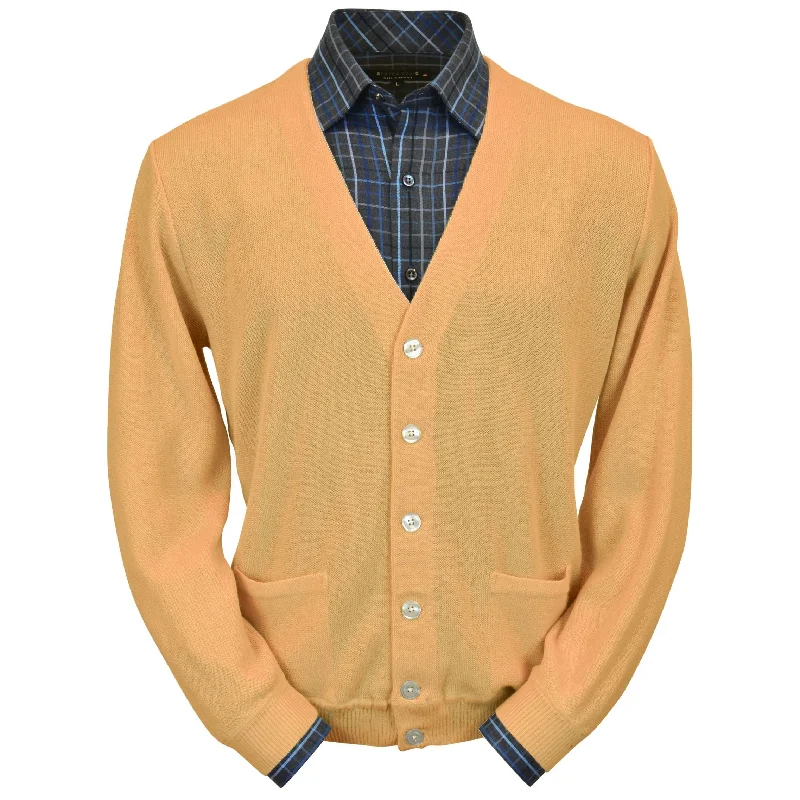 Men's Sweaters with SequinsBaby Alpaca 'Links Stitch' V-Neck Cardigan Sweater in Melon by Peru Unlimited Men's Sweaters with SequinsBaby Alpaca 'Links Stitch' V-Neck Cardigan Sweater in Melon by Peru Unlimited