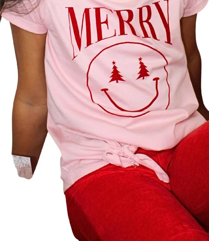 Men's Shirts with Antimicrobial TreatmentGirls Merry Knotted Tee In Light Pink