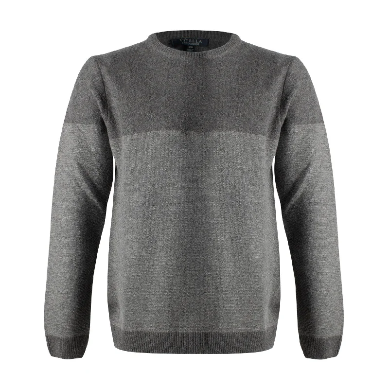 Men's Sweaters with A-Line ShapesWool Blend Colorblock Crew Neck Sweater in Grey by Viyella