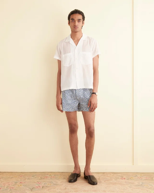 Men's Spread-Collar Shirts for a Bold StatementVoile Short Sleeve Shirt - White
