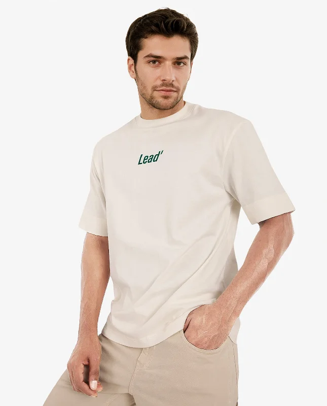Men's Shirts with Mandarin CollarsRare Rabbit Men Lea Off White Cotton Fabric Short Sleeve Crew Neck Oversized Fit Graphic Flock Print T-Shirt Men's Shirts with Mandarin CollarsRare Rabbit Men Lea Off White Cotton Fabric Short Sleeve Crew Neck Oversized Fit Graphic Flock Print T-Shirt