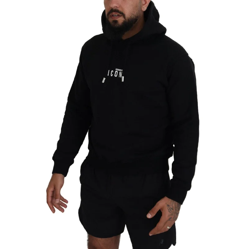Men's Sweaters with SnapsDsquared² Black Cotton Hooded Printed Men Pullover Men's Sweater (Pre-Owned) Men's Sweaters with SnapsDsquared² Black Cotton Hooded Printed Men Pullover Men's Sweater (Pre-Owned)