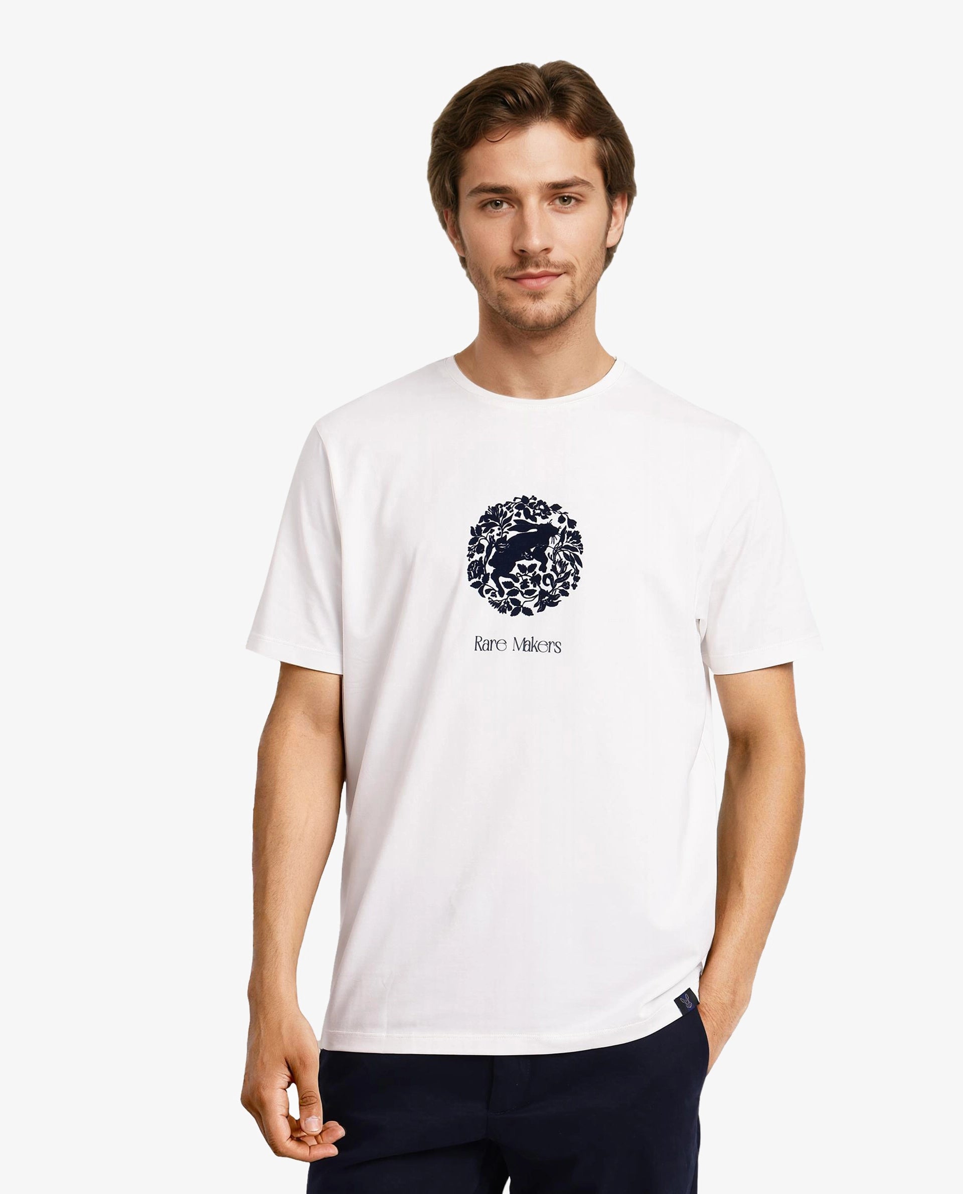 Men's Shirts with Surplice HemlinesRare Rabbit Men Make Off White Short Sleeve Crew Neck Regular Fit Graphic Print T-Shirt Men's Shirts with Surplice HemlinesRare Rabbit Men Make Off White Short Sleeve Crew Neck Regular Fit Graphic Print T-Shirt