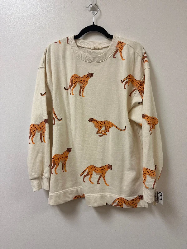 Lightweight Men's Running HoodiesSweatshirt Crewneck By Easel In Cream, Size: S