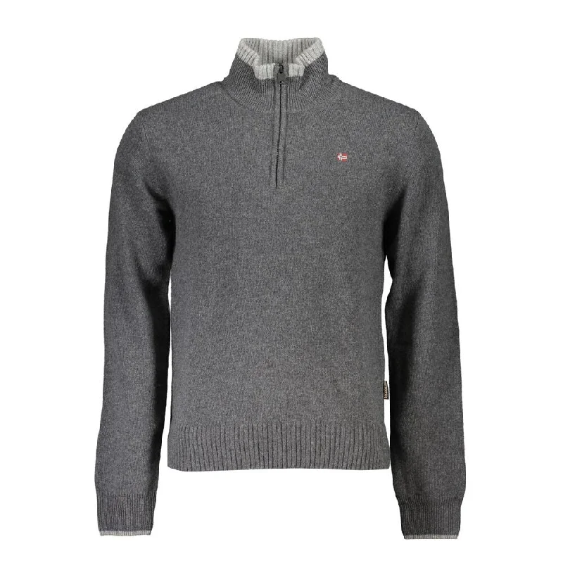 Men's Sweaters with Cable PatternsNapapijri Gray Fabric Men Men's Sweater
