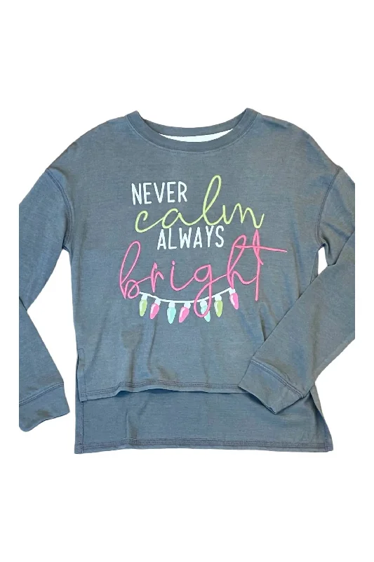 Men's Shirts with Tab CollarsKid's Never Calm Always Bright Sweatshirt In Grey