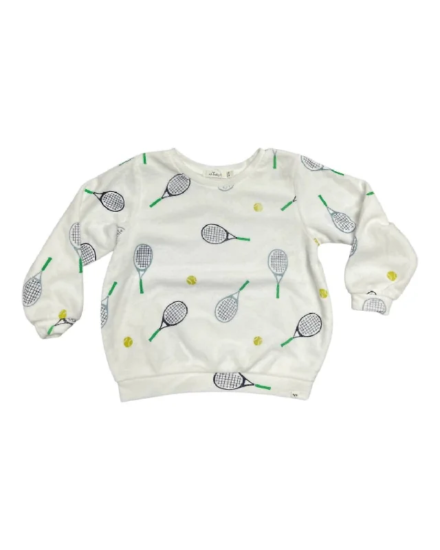 Men's Shirts with French CuffsBoy's Tennis Terry Sweatshirt In White/navy