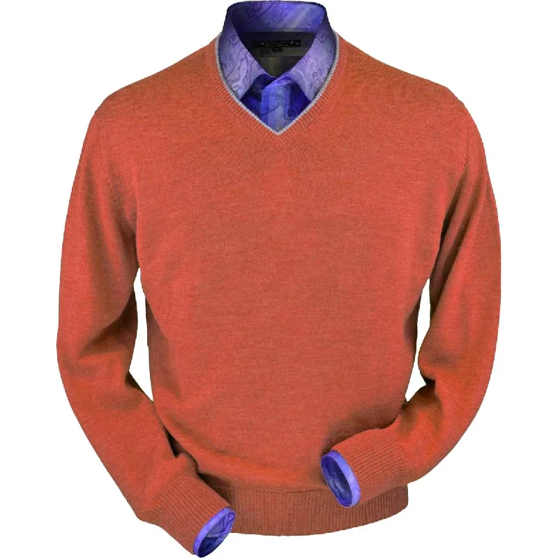 Men's Sweaters with Long SleevesRoyal Alpaca V-Neck Sweater in Cayenne Heather by Peru Unlimited Men's Sweaters with Long SleevesRoyal Alpaca V-Neck Sweater in Cayenne Heather by Peru Unlimited