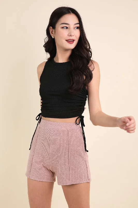 Men's Pants with Ripped and Distressed DetailsELLIS KNIT SHORTS IN ASH ROSE