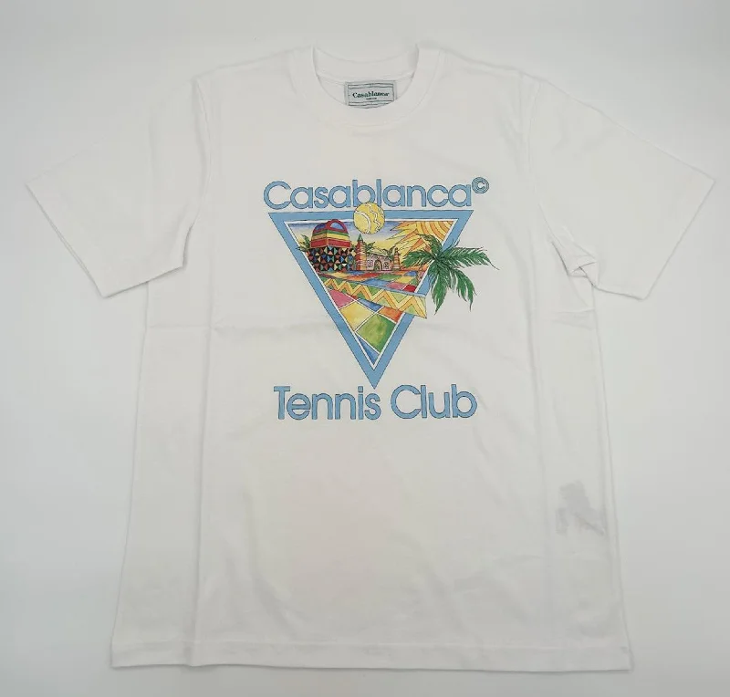 Men's Unique and Designer TopsCasablanca White Afro Cubism Tennis Club Printed T-Shirt Men's Unique and Designer TopsCasablanca White Afro Cubism Tennis Club Printed T-Shirt