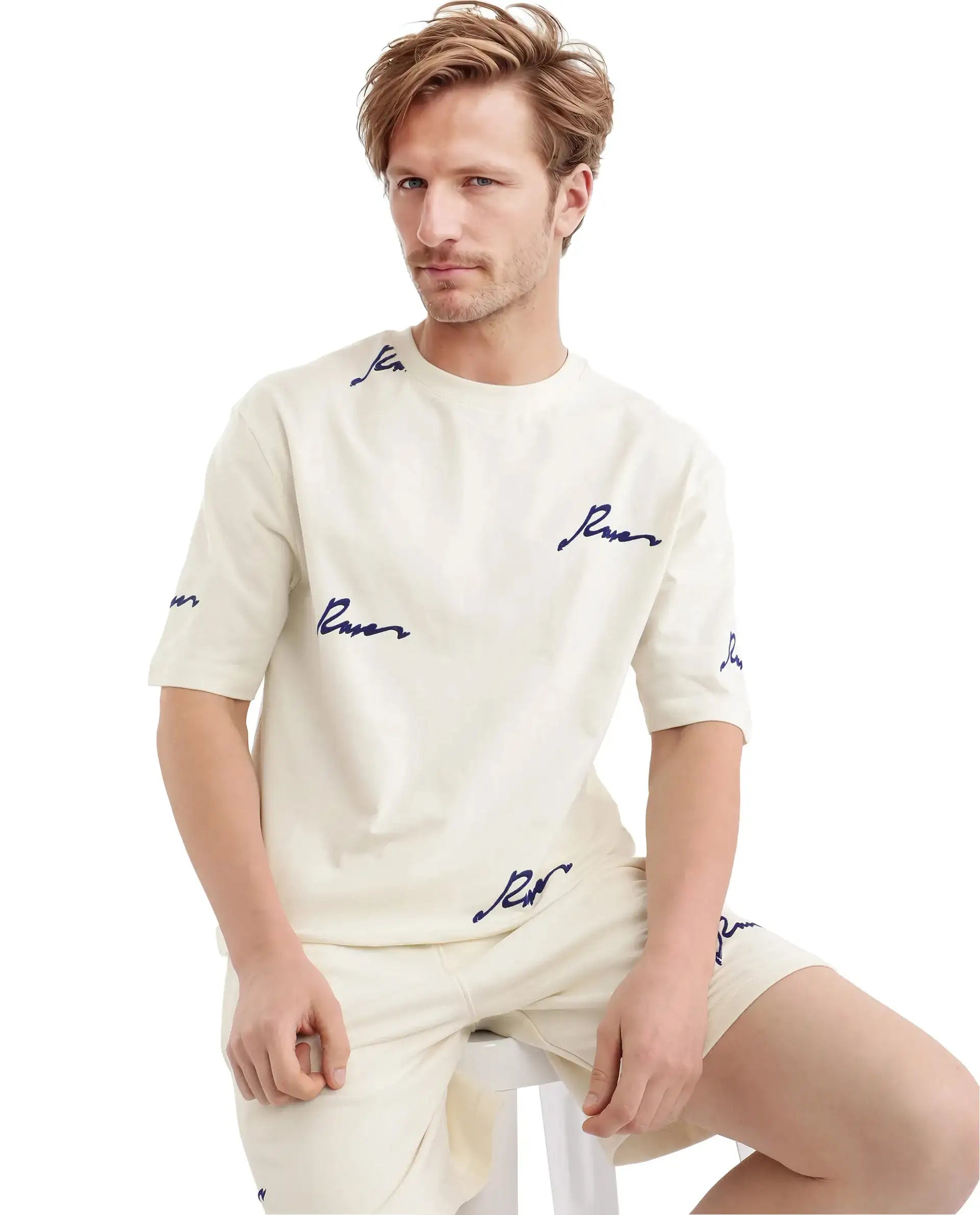 Men's Shirts with Plaid PatternsRare Rabbit Men Erken Off White Cotton Fabric Short Sleeve Crew Neck Oversized Fit Graphic Typography Print T-Shirt Men's Shirts with Plaid PatternsRare Rabbit Men Erken Off White Cotton Fabric Short Sleeve Crew Neck Oversized Fit Graphic Typography Print T-Shirt