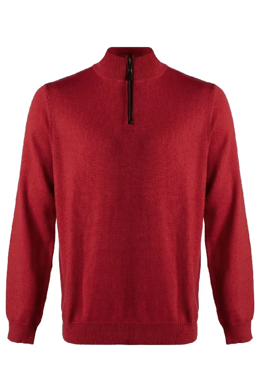 Casual Men's Pullover SweatersExtra Fine 'Zegna Baruffa' Merino Wool Quarter-Zip Sweater in Admiral Red by Viyella Casual Men's Pullover SweatersExtra Fine 'Zegna Baruffa' Merino Wool Quarter-Zip Sweater in Admiral Red by Viyella