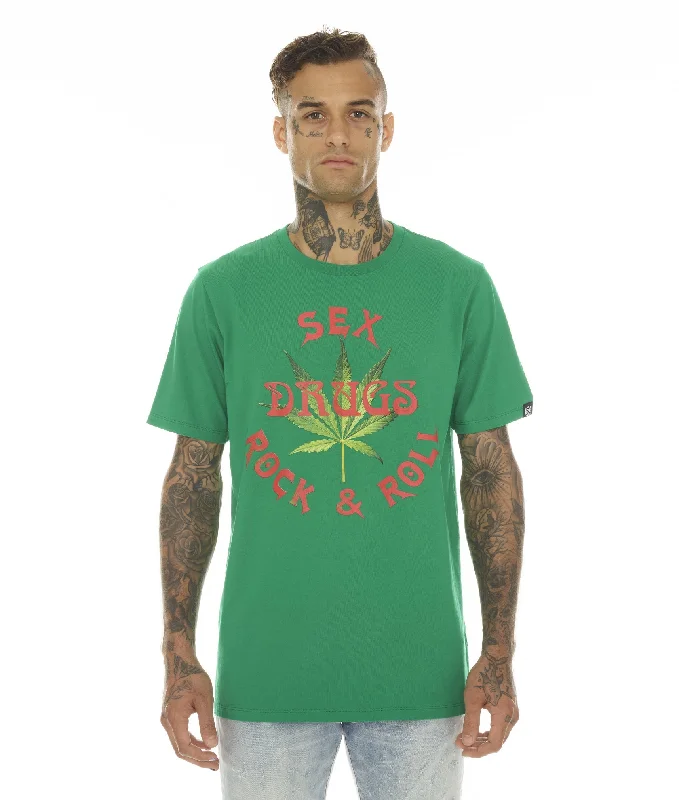 Men's Shirts with Zippered PocketsT-SHIRT SHORT SLEEVE CREW NECK TEE "S&D & ROCK N ROLL" IN KELLY GREEN Men's Shirts with Zippered PocketsT-SHIRT SHORT SLEEVE CREW NECK TEE "S&D & ROCK N ROLL" IN KELLY GREEN
