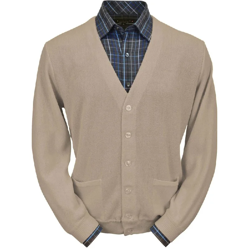 Men's Sweaters with Drawstring WaistbandsBaby Alpaca 'Links Stitch' V-Neck Cardigan Sweater in Wheat Heather by Peru Unlimited Men's Sweaters with Drawstring WaistbandsBaby Alpaca 'Links Stitch' V-Neck Cardigan Sweater in Wheat Heather by Peru Unlimited