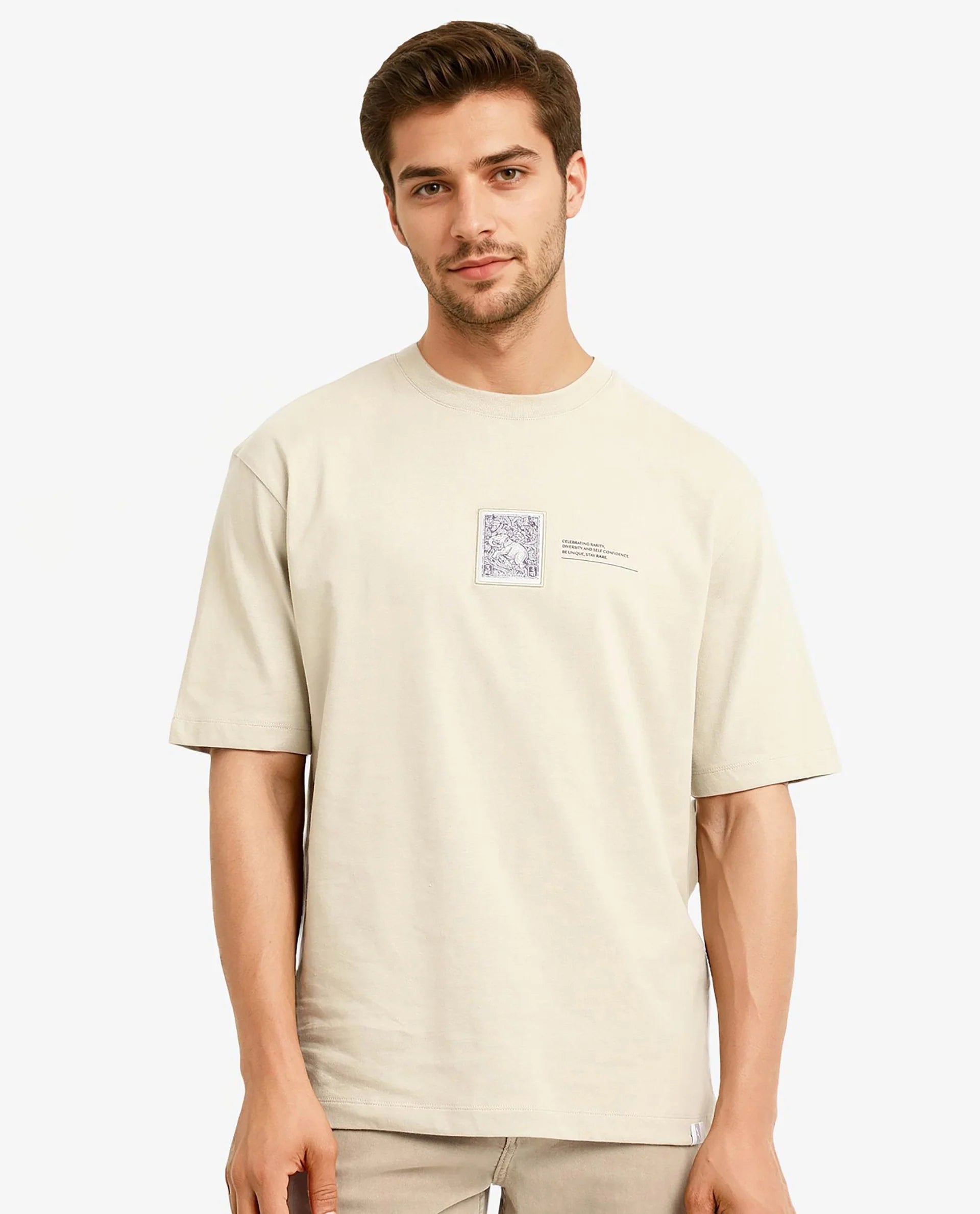 Classic Men's Button-Up ShirtsRare Rabbit Men Iylo Beige Cotton Fabric Short Sleeve Crew Neck Oversized Fit Graphic Print T-Shirt Classic Men's Button-Up ShirtsRare Rabbit Men Iylo Beige Cotton Fabric Short Sleeve Crew Neck Oversized Fit Graphic Print T-Shirt