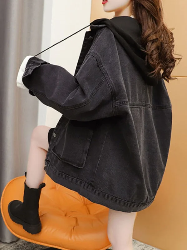 High-Quality Men's JeansKittenAlarm - Streetwear Black Denim Jackets Women Korean Fashion Patchwork Hooded Spring Jacket Casual Chaquetas Veste En Jeans Pour Femme High-Quality Men's JeansKittenAlarm - Streetwear Black Denim Jackets Women Korean Fashion Patchwork Hooded Spring Jacket Casual Chaquetas Veste En Jeans Pour Femme