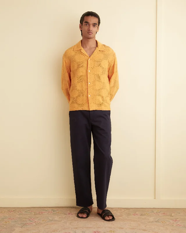Men's Layering Shirts for Seasonal TransitionsSunflower Lace Long Sleeve Shirt - Golden Men's Layering Shirts for Seasonal TransitionsSunflower Lace Long Sleeve Shirt - Golden
