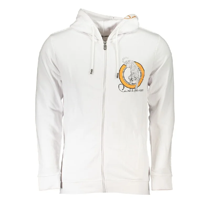 Men's Sweaters with Patch PocketsCavalli Class White Cotton Mens Hooded Men's Sweater Men's Sweaters with Patch PocketsCavalli Class White Cotton Mens Hooded Men's Sweater