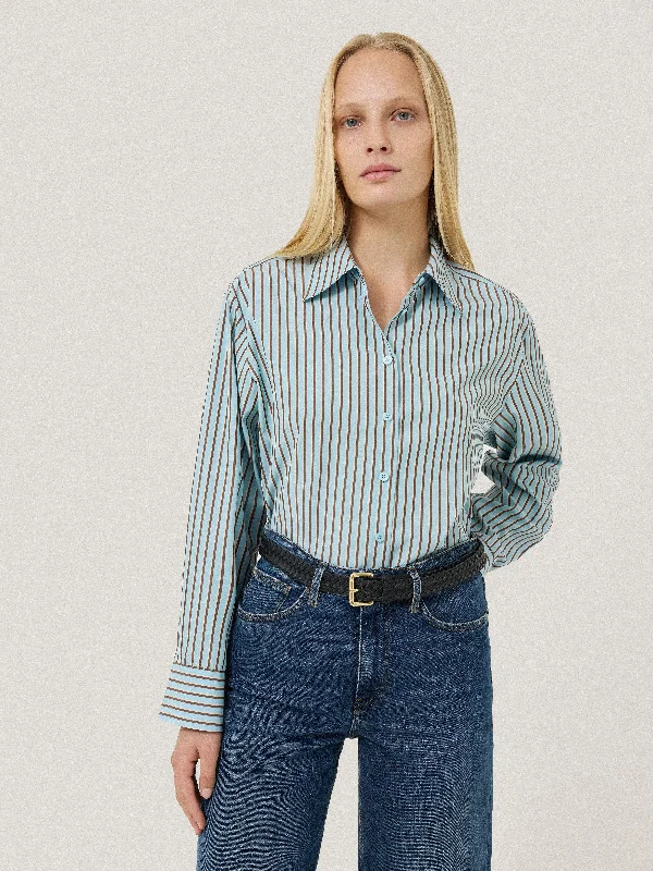 Men's Insulated Shirts for Cold WeatherCotton Stripe Shirt | Blue