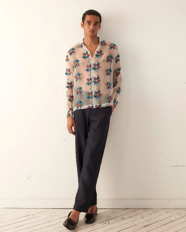 Men's Cowboy Shirts for Western StyleSheer Daisy Long Sleeve Shirt