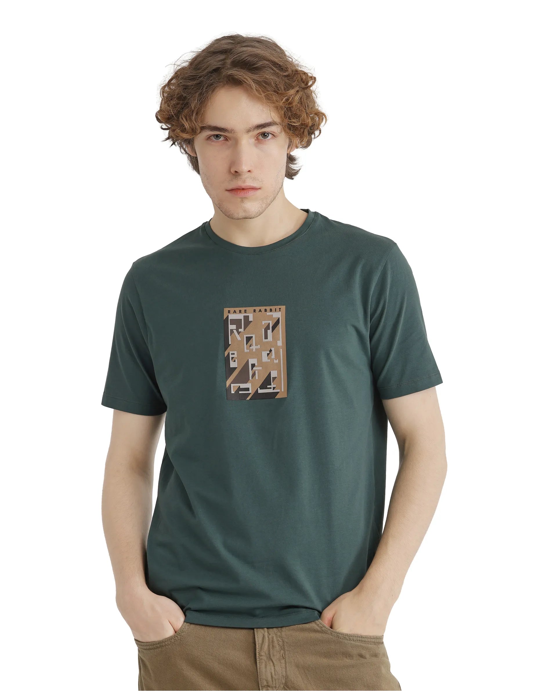 Men's Shirts with Moisture-Wicking FabricRare Rabbit Men Elih Dusky Green Short Sleeve Crew Neck Graphic Print T-Shirt Men's Shirts with Moisture-Wicking FabricRare Rabbit Men Elih Dusky Green Short Sleeve Crew Neck Graphic Print T-Shirt
