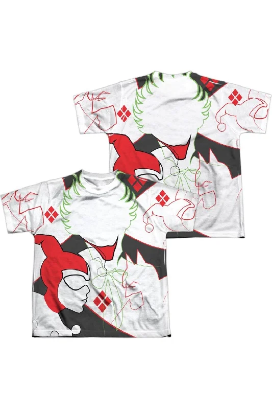 Men's Shirts with Embellished SleevesDC Comics Joker/Harley Inline (Front/Back Print) Short Sleeve Youth Poly Crew Tee / T-Shirt Men's Shirts with Embellished SleevesDC Comics Joker/Harley Inline (Front/Back Print) Short Sleeve Youth Poly Crew Tee / T-Shirt