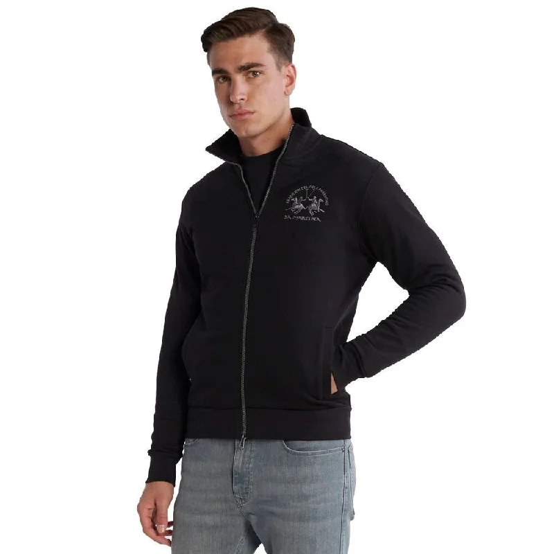 Men's Sweaters for AutumnLa Martina Black Cotton Men's Sweater