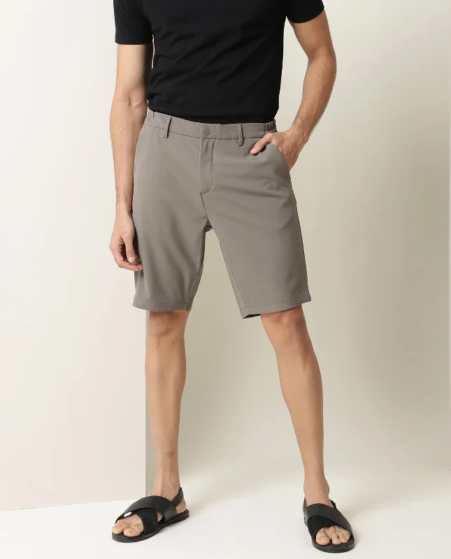 Men's Pants with Ripped and Distressed DetailsRare Rabbit Men's Trip Khaki Mid Rise Regular Fit Solid Shorts