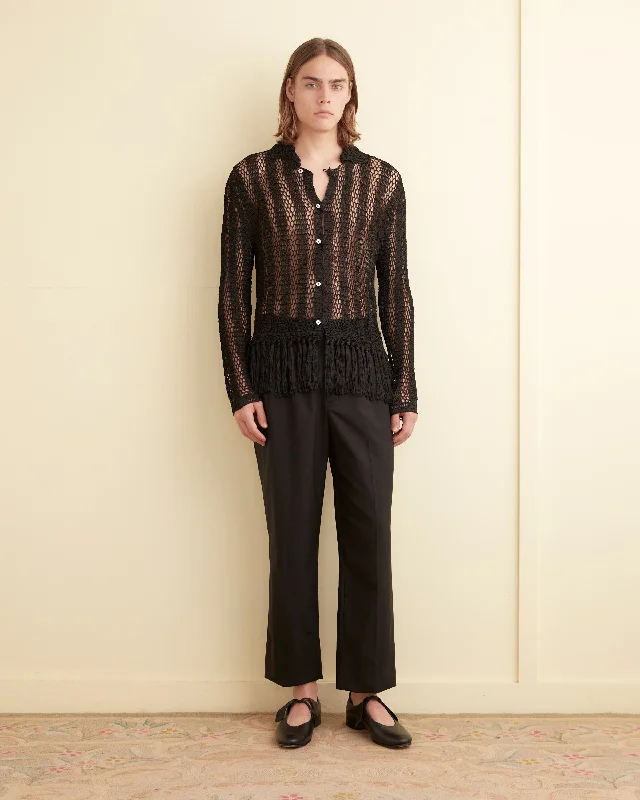 Men's Color-Blocking Shirts for a Statement LookCrochet Fringe Shirt