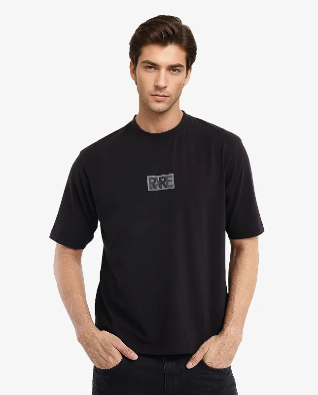 Men's Performance Shirts for SportsRare Rabbit Men Reborn-T Black Cotton Fabric Short Sleeve Crew Neck Oversized Fit Graphic Print T-Shirt Men's Performance Shirts for SportsRare Rabbit Men Reborn-T Black Cotton Fabric Short Sleeve Crew Neck Oversized Fit Graphic Print T-Shirt