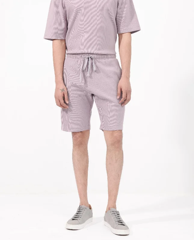 Men's Denim Shorts for SummerRare Rabbit Mens Breto Dusky Purple Cotton Polyester Lycra Ribbed Texture Shorts