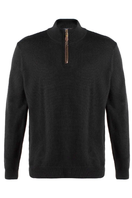 Men's Sweaters with Cable PatternsExtra Fine 'Zegna Baruffa' Merino Wool Quarter-Zip Sweater in Black by Viyella Men's Sweaters with Cable PatternsExtra Fine 'Zegna Baruffa' Merino Wool Quarter-Zip Sweater in Black by Viyella