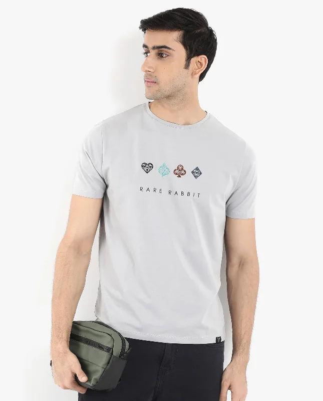 Men's Shirts with Button-Down PocketsRare Rabbit Men Elro Light Grey Cotton Lycra Fabric Short Sleeve Crew Neck Regular Fit Graphic Embroidery T-Shirt Men's Shirts with Button-Down PocketsRare Rabbit Men Elro Light Grey Cotton Lycra Fabric Short Sleeve Crew Neck Regular Fit Graphic Embroidery T-Shirt